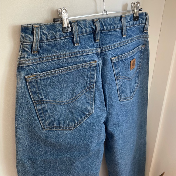 Vintage Carhartt Flannel Lined Blue Jeans Made in USA Women’s 31 x 31 - Picture 7 of 9